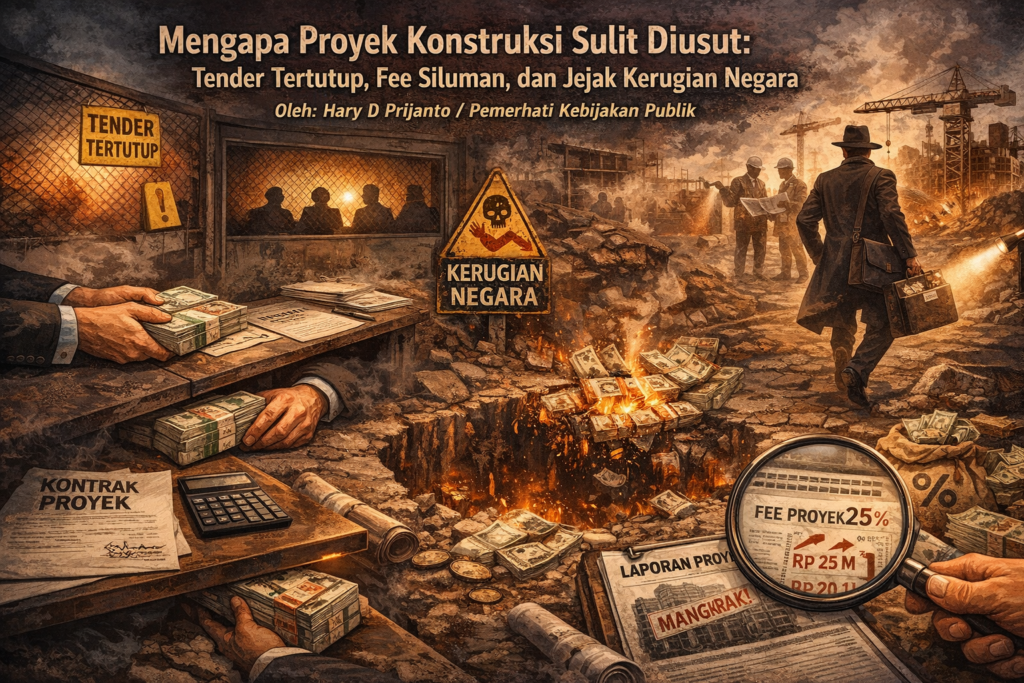 Mengapa Proyek Konstruksi Sulit Diusut: Tender Tertutup, Fee Siluman, dan Jejak Kerugian Negara