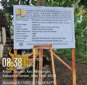 Proyek Rehabilitasi Irigasi BBWS Brantas di Jember Capai Ratusan Milyar, PUPR Tegaskan Sesuai Inpres dan Tepat Waktu