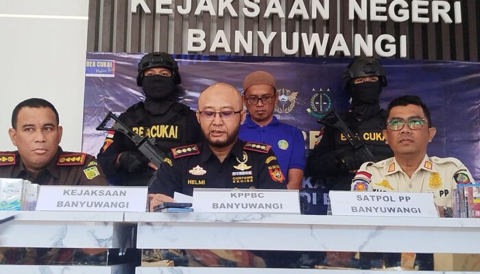 Bea Cukai Bongkar Rokok Ilegal Rp10 Miliar di Banyuwangi, 6,5 Juta Batang Disita, 4 Tersangka Diseret ke Kejari