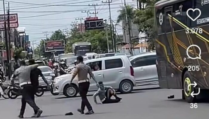 Viral! Polisi Terlindas Bus di Simpang Lima Madiun, Kaki Patah Saat Tertibkan Pelanggar Lalin
