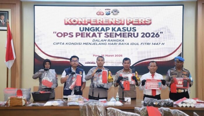 Operasi Pekat 2026: Polres Kediri Bongkar 142 Kasus Kriminal, 146 Tersangka Diamankan Termasuk Pelaku Judi Online, Narkoba hingga Handak