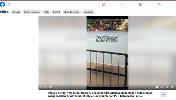 Viral! GOR Pati Bocor Saat Hujan Usai Renovasi Rp4,9 Miliar, Pemkab Beri Penjelasan