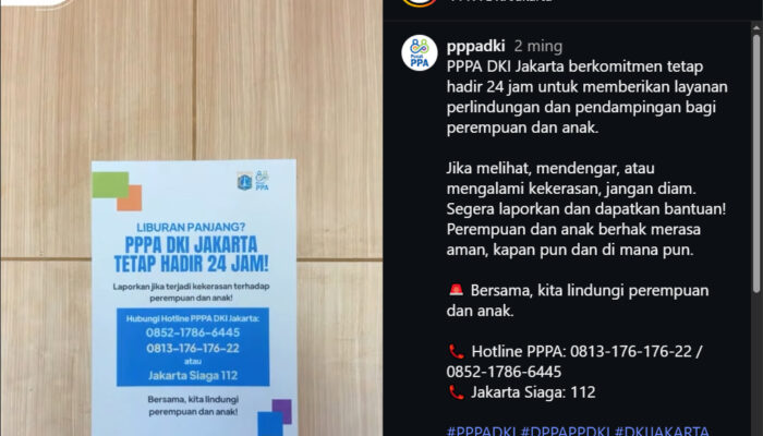 Pemprov DKI Serukan Warga Aktif Laporkan Kekerasan Perempuan dan Anak, Layanan 24 Jam Disiagakan