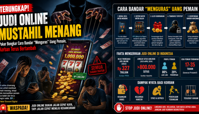 TERUNGKAP! Judi Online Mustahil Menang: Pakar Bongkar Cara Bandar “Menguras” Uang Pemain, Korban Terus Bertambah