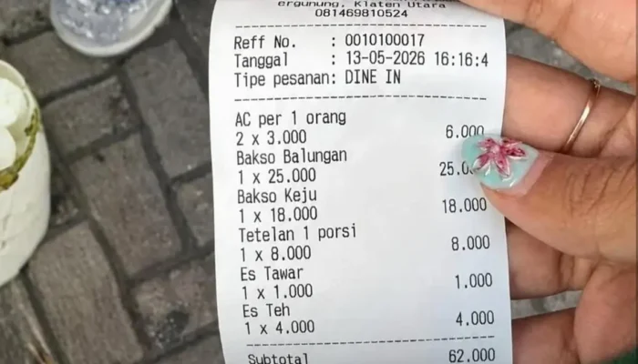 Viral Warung Bakso di Klaten Kenakan Biaya AC Rp3.000 per Orang, Netizen Heboh