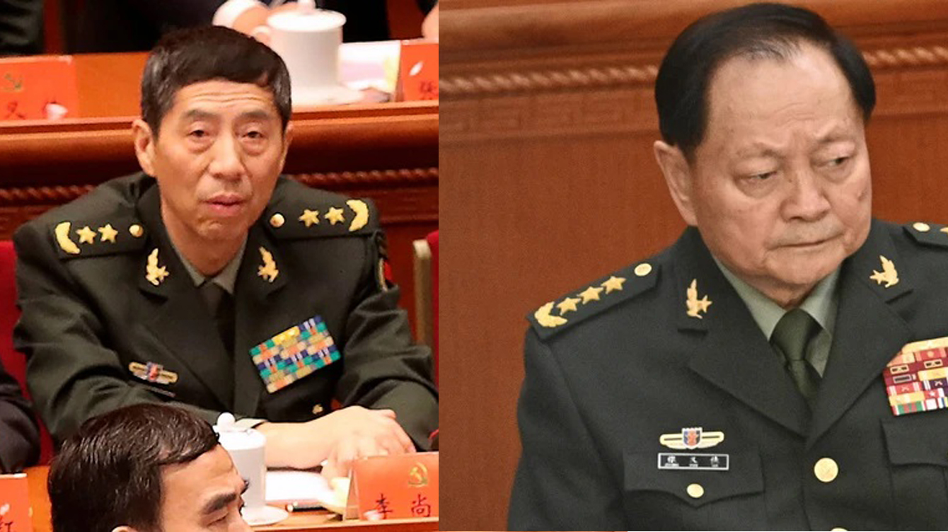 Dua mantan Menteri Pertahanan China, Wei Fenghe (kanan) dan Li Shangfu (kiri)