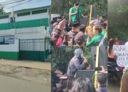 Dok. Foto (Patinews) : Ribuan massa yang tergabung dalam GP Ansor, Pihak Keluarga korban, serta Aliansi Santri Pati untuk Demokrasi (Aspirasi), dan ratusan warga Desa Tlogosari, Kecamatan Tlogowungu, menggelar aksi demonstrasi di depan Pondok Pesantren Ndolo Kusumo, Sabtu (2/5)