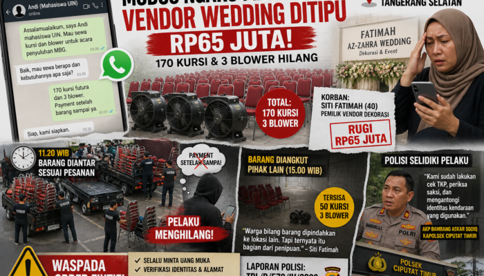 Modus Sewa Berkedok Acara MBG, Vendor Wedding di Tangsel Ditipu Rp65 Juta: 170 Kursi & Blower Raib dalam Sekejap