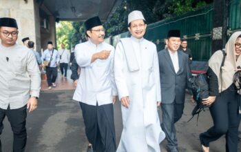 Nasaruddin Umar, Menag bersama Gus Ipul, Mensos usai Salat Idul Adha di Masjid Istiqlal, Jakarta, Rabu (27/5/2026).