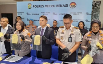 Konferensi pers kasus pembunuhan WN Korea Selatan di Polres Metro Bekasi. Dok: Istimewa.