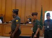 Ketiga terdakwa pembunuhan Kepala Cabang (Kacab) bank BUMN, Mohammad Ilham Pradipta, di Pengadilan Militer II-08 Jakarta, Rabu (5/6/2026)
