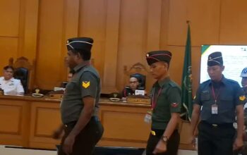 Ketiga terdakwa pembunuhan Kepala Cabang (Kacab) bank BUMN, Mohammad Ilham Pradipta, di Pengadilan Militer II-08 Jakarta, Rabu (5/6/2026)